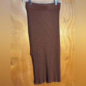 Abercrombie & Fitch Chocolate Ribbed Knit midi skirt